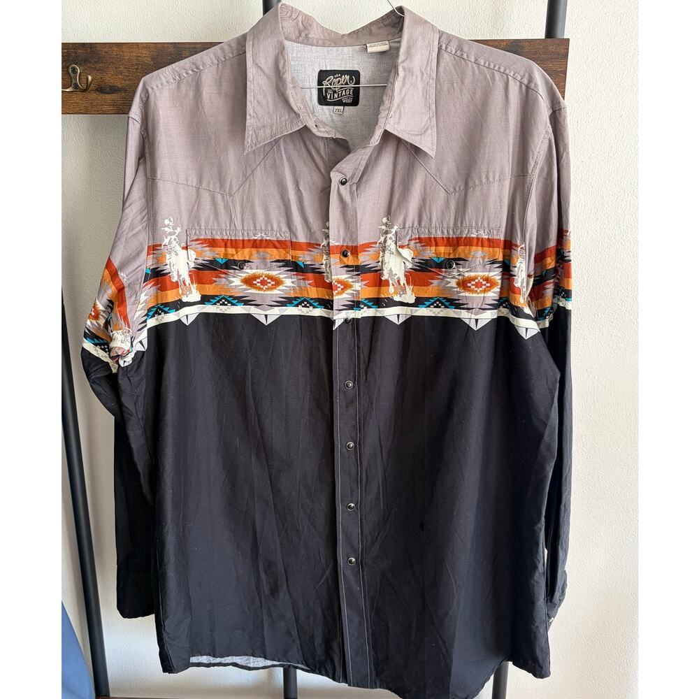 Roper Vintage Wear Snap Up Front  Rodeo Design Made in the USA Sz XXL